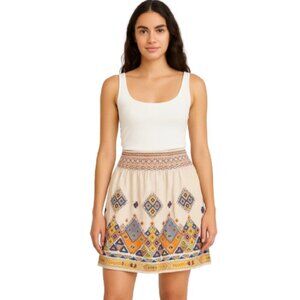 Women's L Miss Me Boho Embroidered Linen Skirt